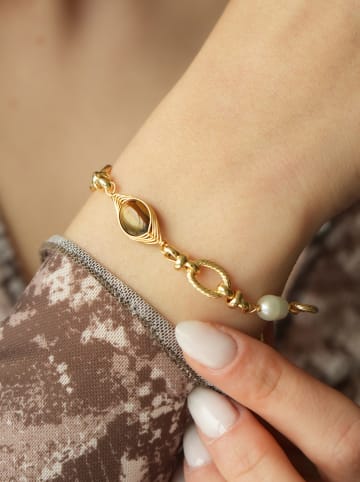 L'Atelier de Gaia Vergold. Armkette mit Perlen und Edelsteinen