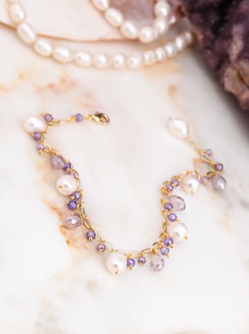 L'Atelier de Gaia Vergold. Armkette mit Perlen und Edelsteinen