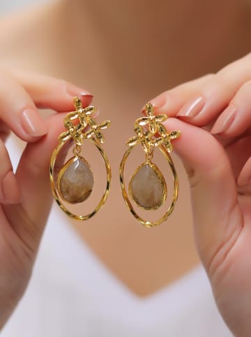 L'Atelier de Gaia Vergulde oorstekers met edelstenen