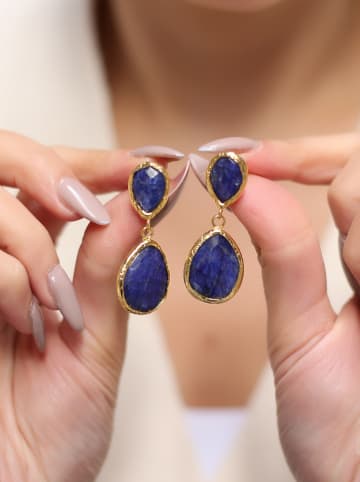 L'Atelier de Gaia Vergulde oorstekers met edelstenen