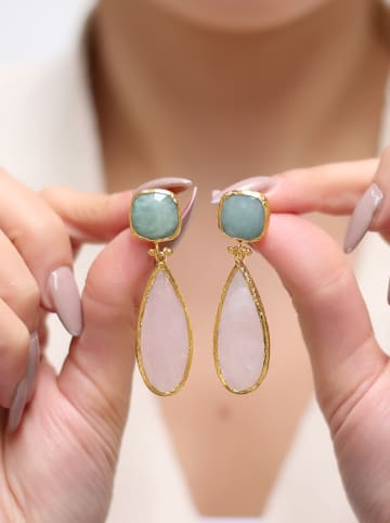 L'Atelier de Gaia Vergulde oorstekers met edelstenen