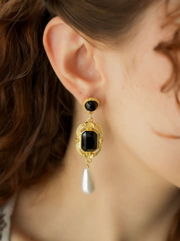 L'Atelier de Gaia Vergulde oorstekers met edelstenen en parels
