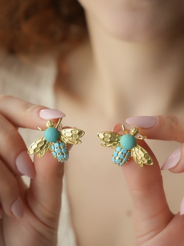 L'Atelier de Gaia Vergulde oorstekers met edelstenen