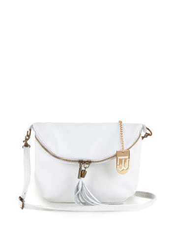 Lucca Baldi Leren schoudertas "Cetona" wit - (B)24 x (H)18 x (D)4 cm
