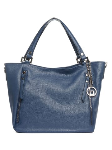 Lia Biassoni Leder-Schultertasche "Alserio" in Dunkelblau - (B)42 x (H)26 x (T)14 cm