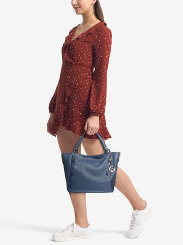 Lia Biassoni Leder-Schultertasche "Alserio" in Dunkelblau - (B)42 x (H)26 x (T)14 cm