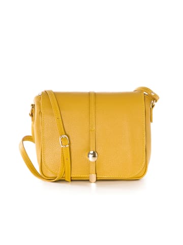 Pia Sassi Leren schoudertas "Monte Avella" geel - (B)25 x (H)23 x (D)7 cm
