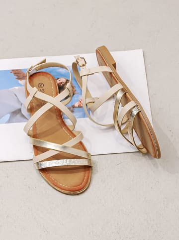 Sixth Sens Sandalen beige/goudkleurig