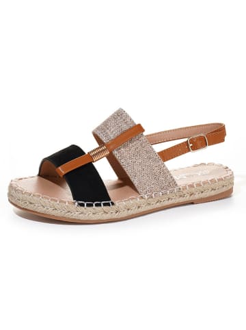 C'M Espadrilles in Schwarz/ Beige/ Hellbraun