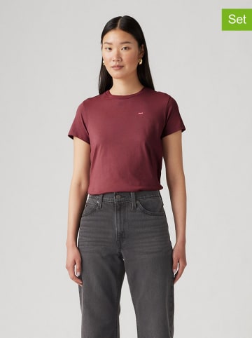 Levi's 2er-Set: Shirts in Bordeaux/ Weiß