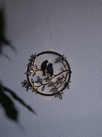 STAR Trading Ledsolarwanddecoratie "Love Birds Metall" zwart - (B)40 x (H)38 cm