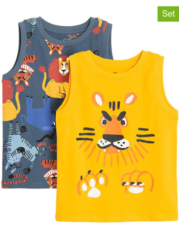 COOL CLUB 2er-Set: Tops in Blau/ Orange