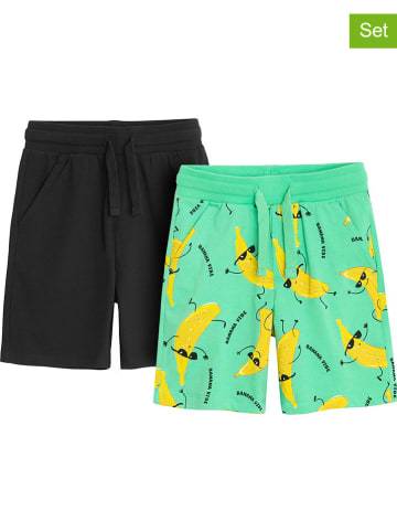 COOL CLUB 2er-Set: Shorts in Schwarz/ Grün
