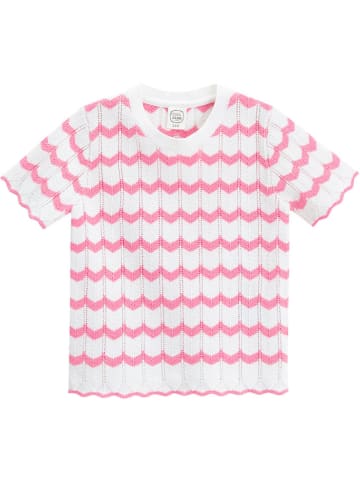 COOL CLUB Gebreid shirt lichtroze/wit