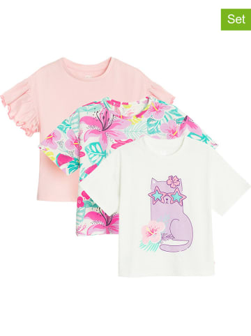 COOL CLUB 3er-Set: Shirts in Creme/ Rosa/ Bunt