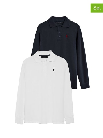 Polo Club 2er-Set: Poloshirts in Weiß/ Dunkelblau