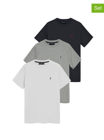 Polo Club 3er-Set: Shirts in Weiß/ Grau/ Schwarz