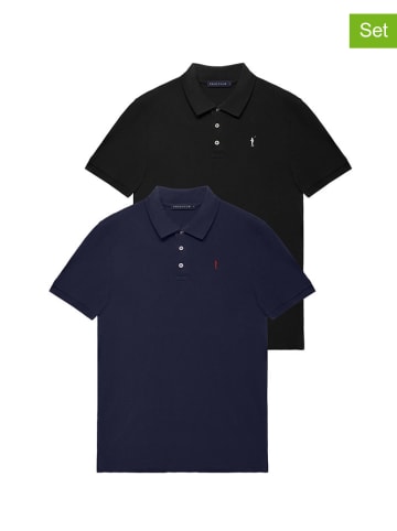 Polo Club 2er-Set: Poloshirts in Dunkelblau/ Schwarz