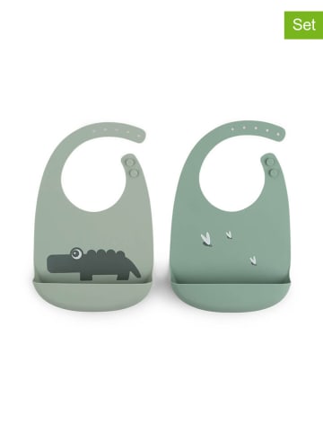 done by deer 2er-Set: Silikon-Lätzchen "Croco" in Grün