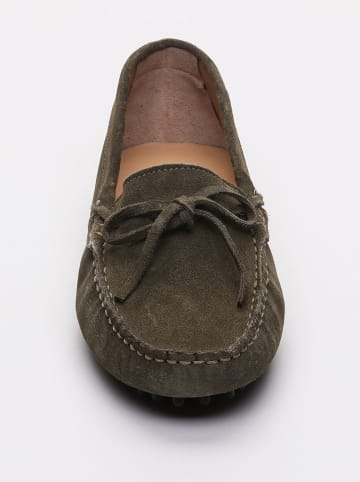 CHARLES & SMITH Leder-Mokassins "Newton" in Khaki