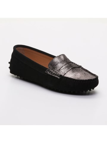 CHARLES & SMITH Leder-Mokassins "Thandie" in Schwarz/ Silber