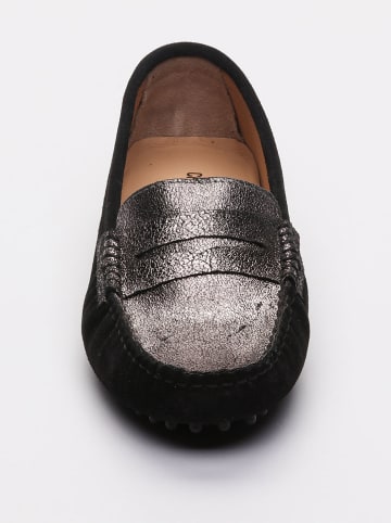 CHARLES & SMITH Leder-Mokassins "Thandie" in Schwarz/ Silber