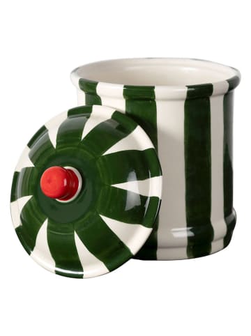 Really Nice Things Voorraadpot "Bonnie" kaki/wit - (H)20 cm x Ø 15 cm