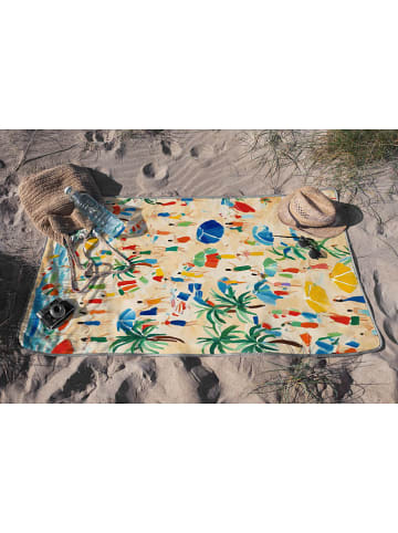 Madre Selva Strandlaken "The Beach" crème/lichtblauw - (L)140 x (B)75 cm