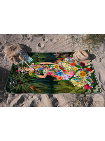 Madre Selva Ręcznik plażowy "Frida Flowers" ze wzorem - 140 x 75 cm