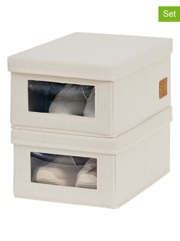 STORE IT Pudełka (2 szt.) "Premium" w kolorze kremowym - 34 x 15 x 23 cm