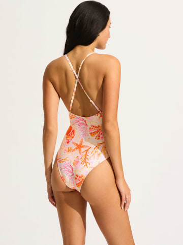 Seafolly Badeanzug in Weiß/ Orange/ Rosa