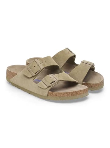 Birkenstock Leder-Pantoletten "Arizona" in Khaki