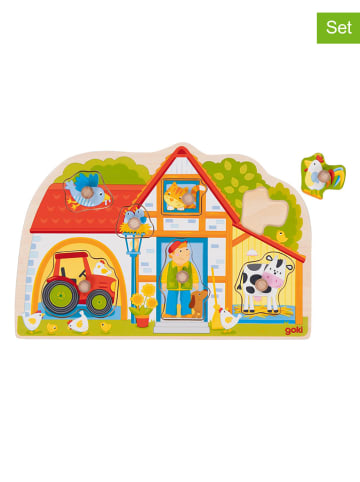 Goki 9tlg. Knopfpuzzle "Unser Bauernhaus" - ab 12 Monaten