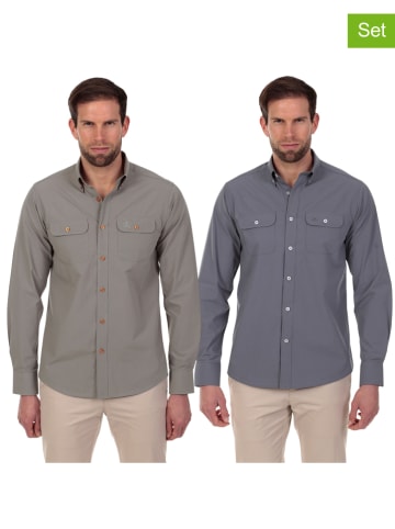 The Time of Bocha 2er-Set: Hemden - Regular fit - in Grau/ Blau