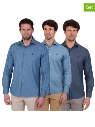 The Time of Bocha 3er-Set: Hemden - Regular fit - in Blau