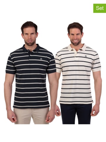 The Time of Bocha 2er-Set: Poloshirts in Dunkelblau/ Creme
