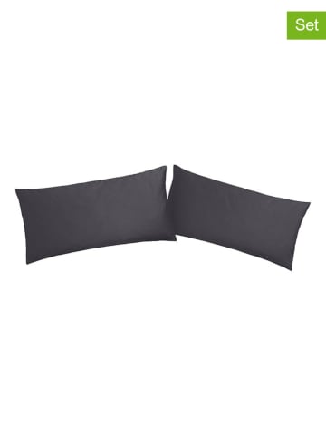 GUIDO MARIA KRETSCHMER 2er-Set: Kissenbezüge ''Mila'' in Anthrazit - (L)40 x (B)80 cm