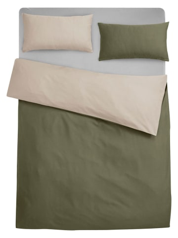 GUIDO MARIA KRETSCHMER Satin-Bettwäsche-Set ''Mila'' in Beige/ Grün - (L)200 x (B)135 cm