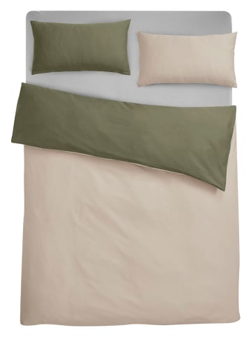 GUIDO MARIA KRETSCHMER Satin-Bettwäsche-Set ''Mila'' in Beige/ Grün - (L)200 x (B)135 cm