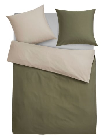 GUIDO MARIA KRETSCHMER Satin-Bettwäsche-Set ''Mila2'' in Beige/ Grün - (L)200 x (B)135 cm