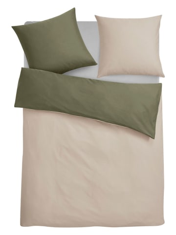 GUIDO MARIA KRETSCHMER Satin-Bettwäsche-Set ''Mila2'' in Beige/ Grün - (L)200 x (B)135 cm