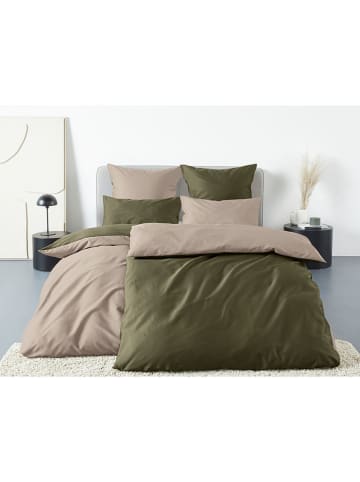 GUIDO MARIA KRETSCHMER Satin-Bettwäsche-Set ''Mila2'' in Beige/ Grün - (L)200 x (B)135 cm