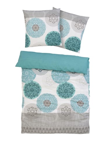 My Home Beddengoedset "Tesso" turquoise/crème