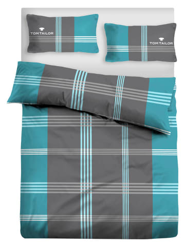 Tom Tailor home Renforcé beddengoedset "Ole2" turquoise/grijs