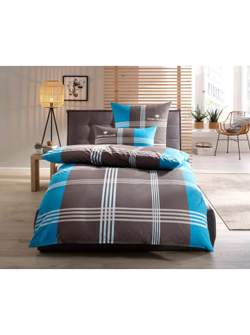 Tom Tailor home Renforcé beddengoedset "Ole2" turquoise/grijs