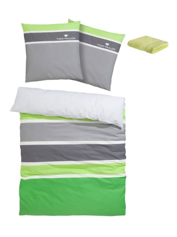 Tom Tailor home Komplet pościeli renforcé "Felix" w kolorze zielono-szarym - 200 x 135 cm
