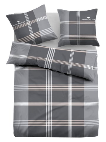 Tom Tailor home Renforcé-Bettwäsche-Set ''Ole2'' in Grau - (L)200 x (B)135 cm