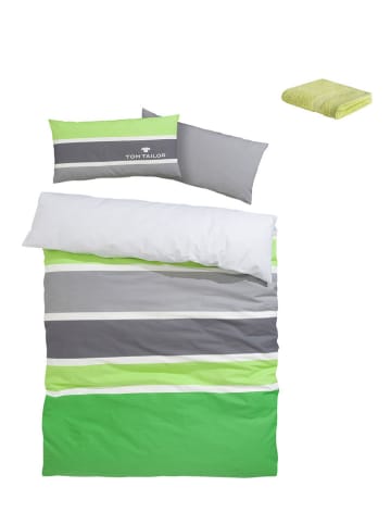 Tom Tailor home Komplet pościeli renforcé "Felix" w kolorze zielono-szarym - 200 x 135 cm