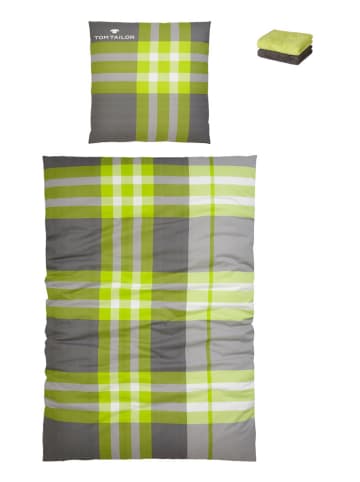 Tom Tailor home Biber beddengoedset "Nick" groen/grijs
