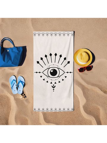 Colourful Cotton Strandtuch "Baskili" in Creme/ Schwarz